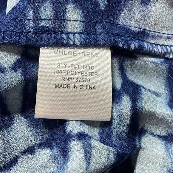 CHLOE + RENE Easy Care Poly Pleated Tie Dye Tunic Blouse Bell Sleeves US Sz XL - Picture 8 of 12